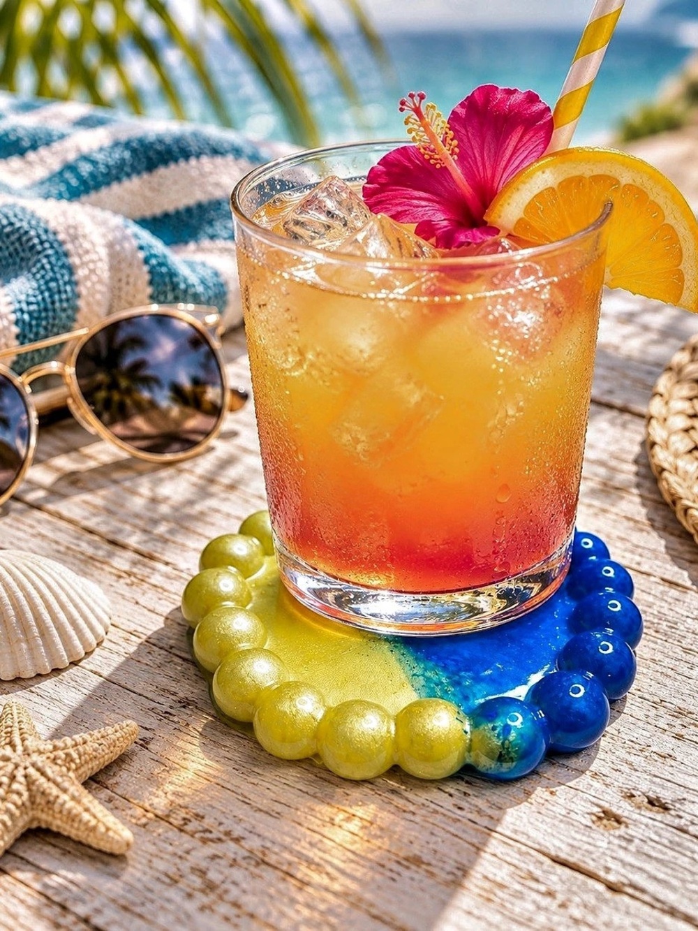 Blue & Yellow Beaded Coaster Set18